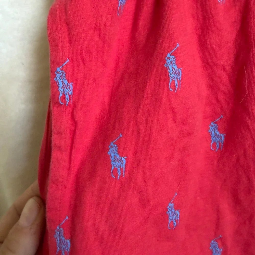 Polo Ralph Lauren Red Coral Allover Pony Print Sleep Shorts Pajama Bottoms Sz L